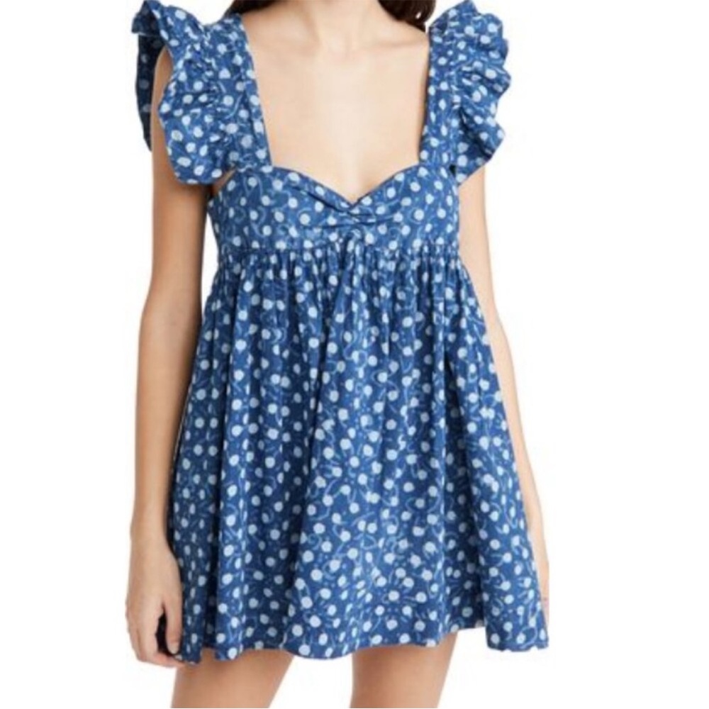 Alix of Bohemia blue polka dot mini dress